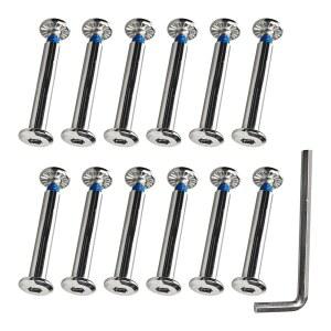 런씨웨이 12Pcs 인라인 스케이트 교체용 나사, 6mm OD 롤러 블레이드 휠 액슬 베어링, 설치 도구가 있는 샤프트 육각 소켓 나사 수리 도구