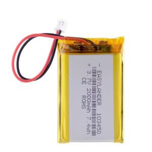 JST 2.0 충전식 리튬 이온 폴리머 배터리 네비게이터 GPS 음악 플레이어 램프 2P 103450 3.7V 2000mAh