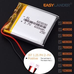 JST1.25 2핀 503030 3.7V 500mAh 리튬 이온 폴리머 배터리 리포