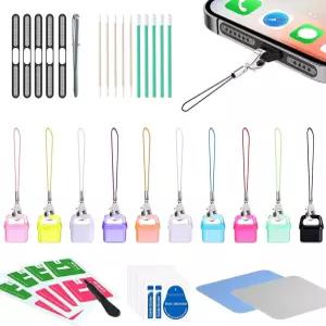 USB C 먼지 마개 10개입 컬러풀 타입 충전 플러그 커버 보호대 스피커 포함 포트 방진 캡 17 16 15 시리즈