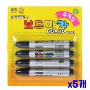 [문구/오피스] 흑색 보드마커 4P 필기용 마커 점착식 보드마카