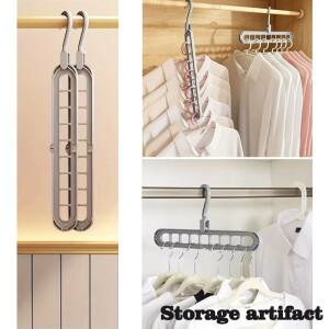 2개입 옷걸이 다기능 9홀 접이식 조합 360도 회전 옷장 수납 공간 절약 플라스틱
