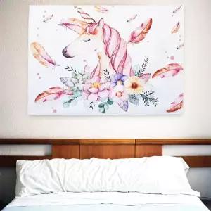 인테리어장식 여자아이방 그림 벽장식 귀여운 유니콘 포스터 M 테피스트리
