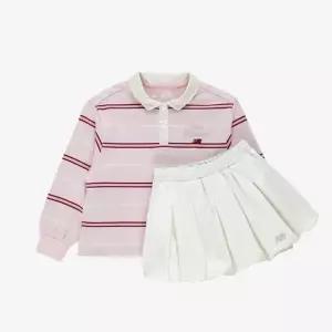 뉴발란스키즈(NB Kids) NBgC카라 스트라이프 티셔츠 + 벌룬 스커트 셋업 NK9YG1885G(26)Light Pink