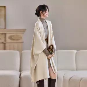 여성가디건 가을겨울 루즈핏 코트 하프 가오리소매 롱 니트 케이프 심쿵해외구매