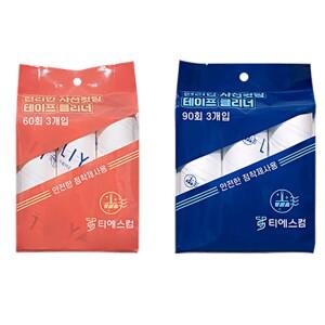 티에스컴 릴리아 사선커팅 테이프클리너 16cm 60/90매 3롤 끈끈이 찍찍이 뜯기쉬운 테이프크리너 리필 이불 동물털 머카 먼지흡착패드 점착 돌돌이 롤러청소기