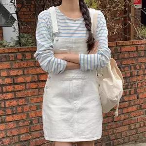 [코코블랑] 티르 오버롤 데님 미니 원피스