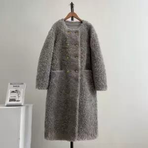 코트 뽀글이 노카라 양털 롱 아우터 빅사이즈 A. 화이트 100양모 S 40.0-52.5kg