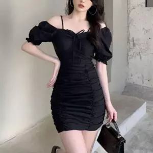 [에이치플러스몰]여름 숏 데일리 오프 원피스 숄더 셔링 퍼프 끈나시