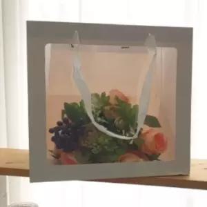 투명창쇼핑백 정사각 화이트 대 꽃다발종이가방 화분쇼핑백