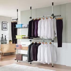 버원행거 38파이 204폴 수납식 드레스룸옷걸이 조립식 드레스 정장 철재