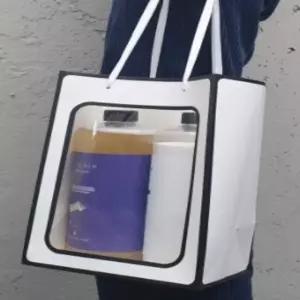 하노빅 쇼핑백종이가방 소 선물쇼핑백 투명창종이가방 선물포장가방