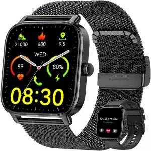 여성 남성 피트니스를 위한 스마트 워치 방수 만보계 시계 스텝 SpO2 폰용 응답 삼성 안드로이드 심박수