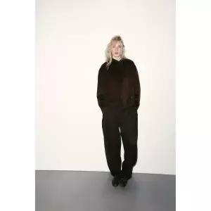 ZARA 벌룬 스트라이프 플리츠 팬츠 - 브라운 / 크림 {QHJ}