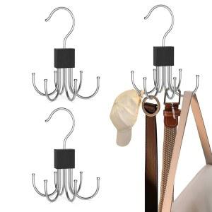 다용도 회전식 벨트 행거 및 옷장용 정리함 - 벨트, 브라, 모자, 탱크탑, 넥타이, 스카프 지갑을 위한 공간 절약형 보관