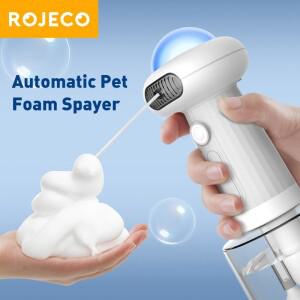 ROJECO 자동 애완 동물 거품 기계 개 청소 비누 디스펜서 무선 고양이 목욕 버블 러 IPX7 방수 샴푸 분무기