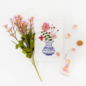 [오피스스쿨] 캔버스 자수 압화 화병 만들기 1인세트 나만의 캔버스 액자 DIY 봄만들기 압화소품 만들기세트