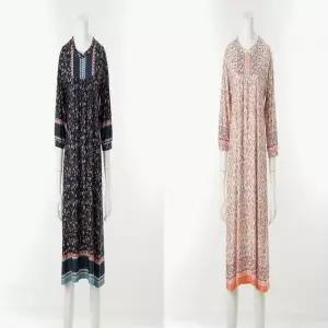 [비너스](정상) 폴리스판 꽃 보더 나염 여성 가운 여자 원피스 잠옷_C VEVS117L_C