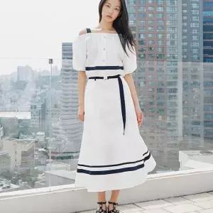 [롯데백화점]에고이스트 [CAPSULE LINE] 배색끈 오플숄더 블라우스 ER3WB764