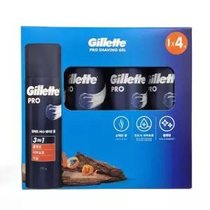 질레트 면도젤 프로 쉐이빙젤 면도크림 195g x 4개  3in1 대용량