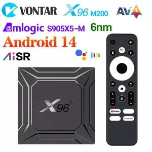 호환  X96 M200 TV 안드로이드14 Amlogic S905X5M S905A 쿼드 코어 ARM Cortex A55 AI-SR AV1 4K HD 1000M