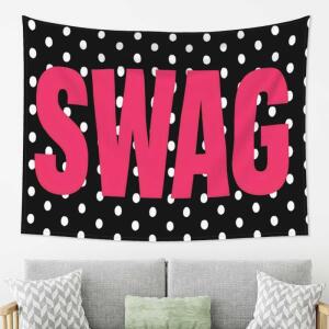 VIKAMA SWAG 폴카 도트 대비 태피스트리 트렌디한 장식 침실 벽 스타일링 사진 배경 캐주얼 홈 이상적
