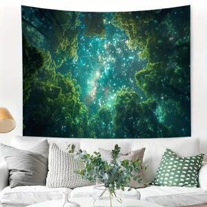 VIKAMA 우아한 크리스마스 트리 벽 태피스트리 거실 침실 사무실 겨울 원더랜드 축제 장식