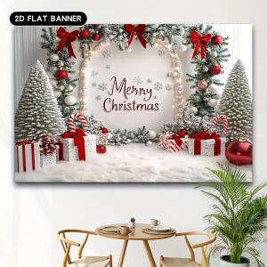 VIKAMA 크리스마스 태피스트리 기계 세탁 가능 소나무 가지 눈송이 프린트 벽 거실 침실 배경 장식