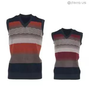 여성여름골프웨어 TC 페라어스 남성 라인배색 브이넥 니트조끼