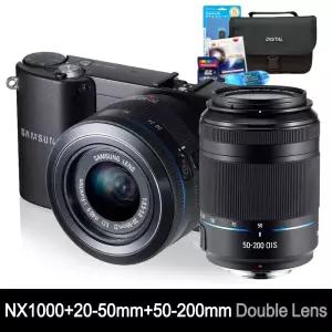 삼성 카메라 NX1000+20-50mm+50-200mm 더블렌즈 [블랙]+32GB+여행용가방+UV필터+리더기+청소도구셋 [풀세트] k