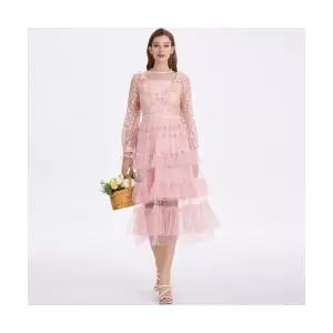 여성 치마 쉬폰 플리츠 시폰 망사 레이스 로맨틱 언니 케이크 스커트 MF1