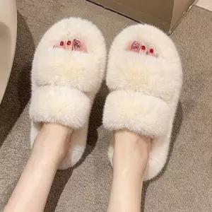 더블 스트랩 겨울 따뜻한 털 슬리퍼 사무실 가정용 실내슬리퍼 겨울슬리퍼 푹신한슬리퍼