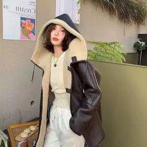 시어링 퍼 양털 S 숏버전 탕 하프 코트 후드