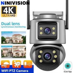 4K 8MP WIFI IP 카메라 듀얼 렌즈 스크린 라이트 알람  동작 감지 4MP PTZ 보안 비디오 감시