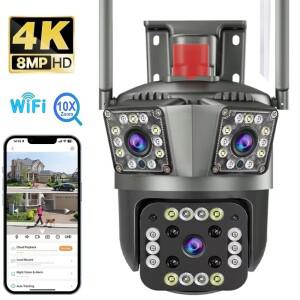 8MP PTZ WiFi 4K 듀얼 렌즈 스크린 카메라  3 보호 모션 감지 IP CCTV 감시