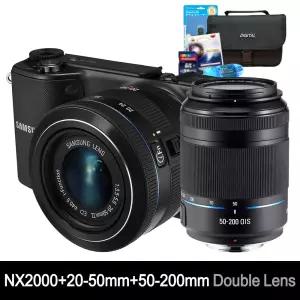 삼성 카메라 NX2000+20-50mm+50-200mm 더블렌즈 [블랙]+32GB+여행용가방+UV필터+리더기+청소도구셋 (풀세트) k