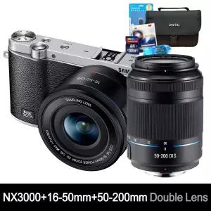 삼성카메라 NX3000+16-50mm+50-200mm 더블렌즈 [블랙]+32GB 메모리+여행용가방+UV필터+리더기+청소도구셋 [풀세트] K