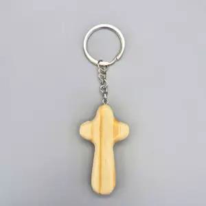 신상품 라이트우드 프리미엄 십자가 키링 원목