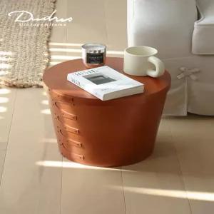 대형 셰이커 박스 보관함 피크닉 수납함 상자 장식 정리함 호두색 빈티지 원형 트레이