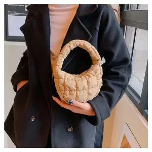 야무치 미니 여성 체크 셔링 패딩 구름 코리아 토트백 데일리룩 미니백 가방 KUK5