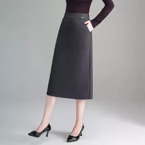 밴널스샵 검정 치마 여성 가을 힙업 기장 하이웨스트 더 중기장 H라인 A라인 슬림핏 발 무릎 위로 HO3