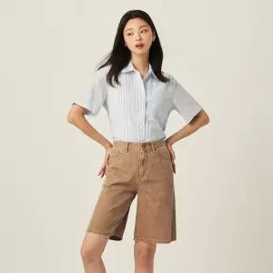 [백화점 정품] 빈폴 레이디스 스트라이프 반소매 셔츠 - 블루 (BF5865C17P)