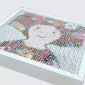 에바 활짝핀꽃 키트 자수액자 집에서취미 십자수패키지 자수도안 십자수재료