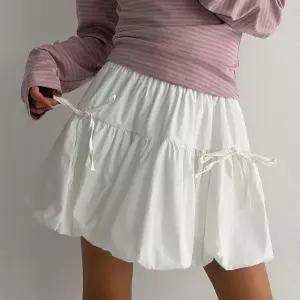 여성 러블리 리본 벌룬 미니스커트 셔링 치마 -WSK0211- 봄 여름