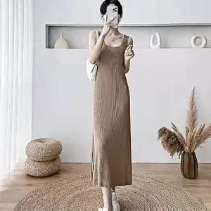 신축성 골지 롱 원피스 XL 폴리에스테르 슬림핏