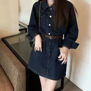 데님원피스 캐주얼 진청 원피스 데님스커트 카라 미니