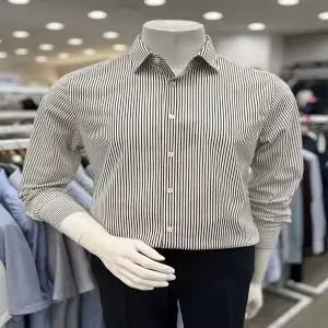 [트루젠]남성 다림질이 필요없는 논아이론 긴팔 베이지 브라운 스트라이프 정장 와이셔츠 남방