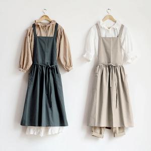 방수 린넨 원피스형 앞치마 4color