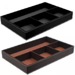 서랍 속 소품 정리 트레이 가죽 질감 사무용품 수납 칸막이 데스크 오거나이저