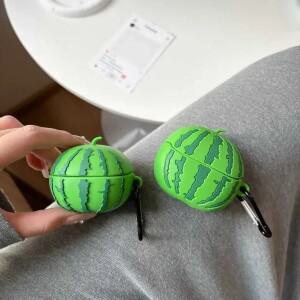 삼성 호환 갤럭시 호환 버드 3 프로 헤드폰 케이스 2 FE 라이브 3D 수박 디자인 실리콘 이어 커버